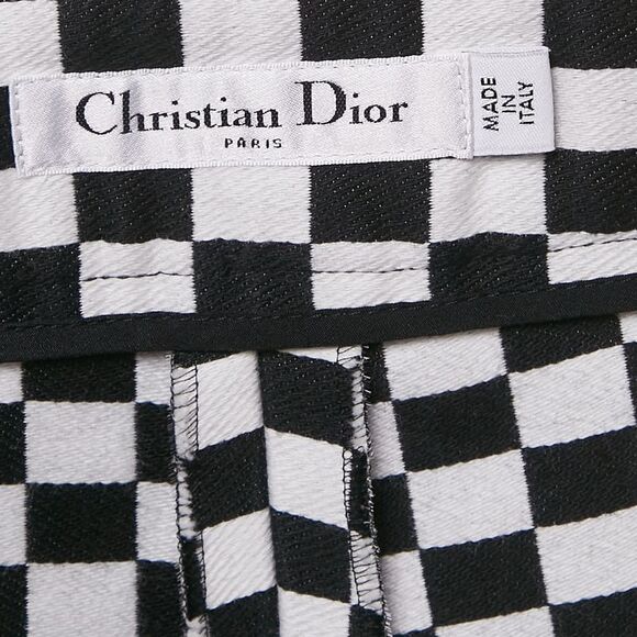 Christian Dior Black/white Checks Cotton Shorts S